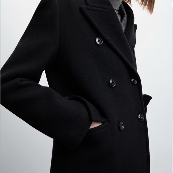 NEW with Tags Mango Double Breasted Wool Blend Coat - Picture 3 of 8